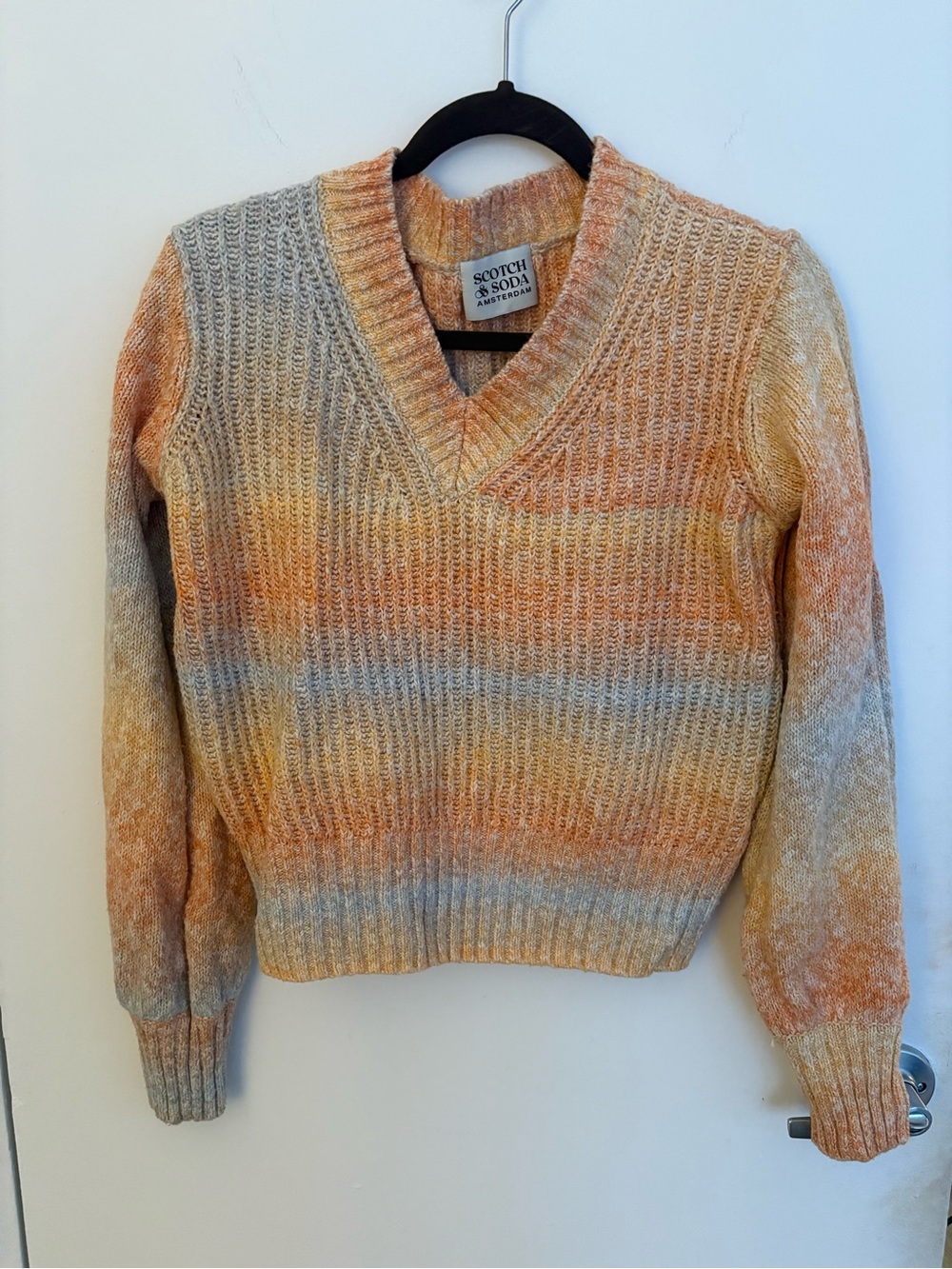 Scotch & Soda Women's V-Neck Ombre Sweater in Orange and Gray